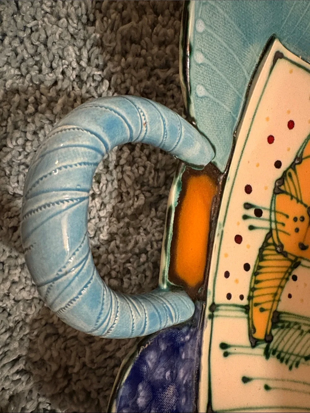 RARE Juozas & Rasa Saldaitis CAT wall /art platter with double handles ;signed - Picture 5 of 9